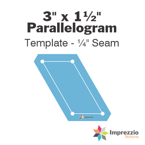 3" x 1½" Parallelogram Template - ¼" Seam