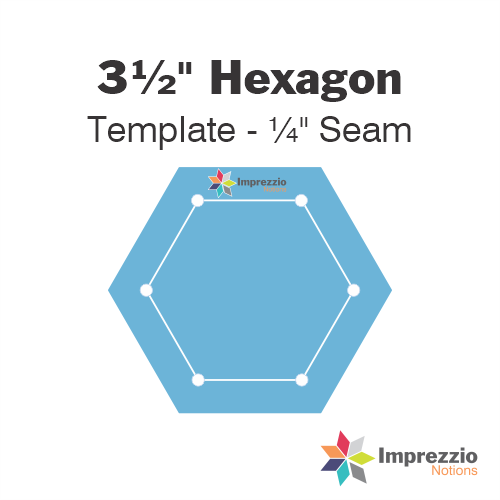 3½" Hexagon Template - ¼" Seam