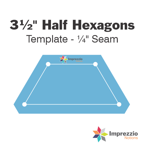 3½" Half Hexagon Template - ¼" Seam