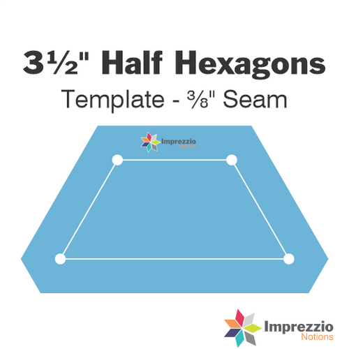 3½" Half Hexagon Template - ⅜" Seam