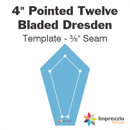4" Pointed Twelve Bladed Dresden Template - ⅜" Seam