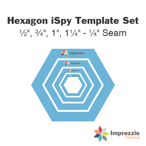 Small Hexagon iSpy Template Set (½", ¾", 1", 1¼") - ¼" Seam