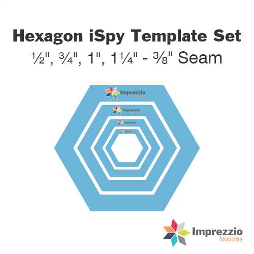 Small Hexagon iSpy Template Set (½", ¾", 1", 1¼") - ⅜" Seam